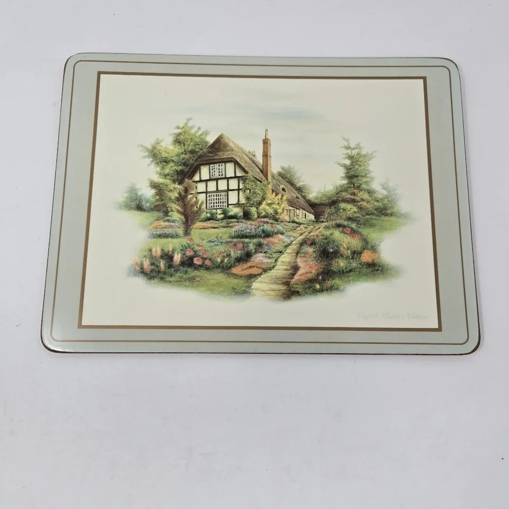 VINTAGE PIMPERNEL ENGLISH COUNTRY COTTAGES TRIVET PLACEMAT SET OF 5 ENGLAND CORK